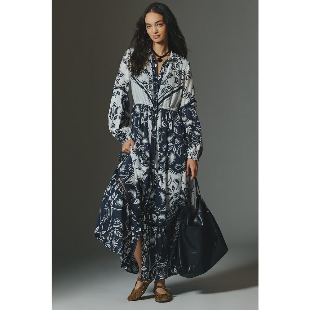 nwt by ANTHROPOLOGIE sz 1X The Eleanora Long-Sleeve Shirt dress in navy